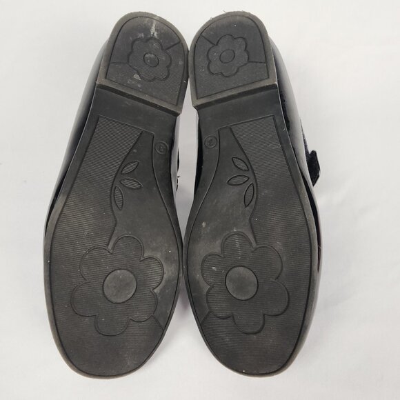 Rachel Shoes Girls 3M Black "Patent Leather Look" Rhinestone Hook Loop Closure - Picture 5 of 15